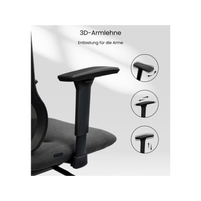 Ergonomická židle BS6B-lite s 8směrným nastavením opěradla, černá - A