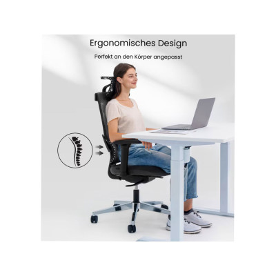 Ergonomická židle BS6B-lite s 8směrným nastavením opěradla, černá - A