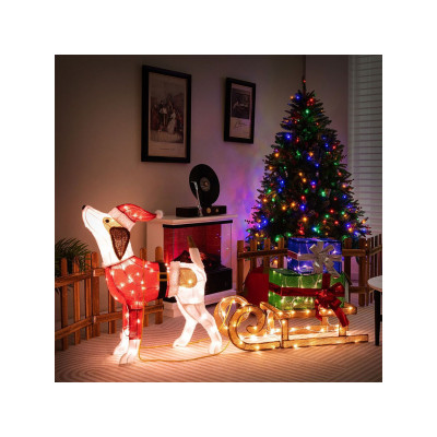 Vánoční dekorace s psím spřežením CM24279DE, LED - A