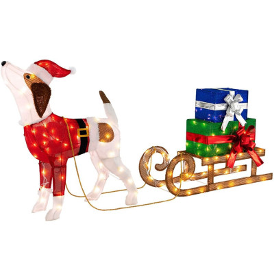 Vánoční dekorace s psím spřežením CM24279DE, LED - A