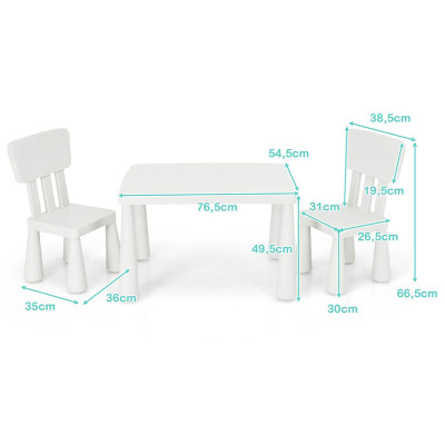Dětský stůl se 2 židlemi HW66810WH, bílá - B