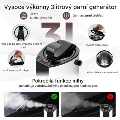 Parní sauna BA8085DE-CF s 3litrovým parním generátorem, 91 x 91 x 183 cm - A