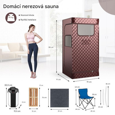 Parní sauna BA8085DE-CF s 3litrovým parním generátorem, 91 x 91 x 183 cm - A