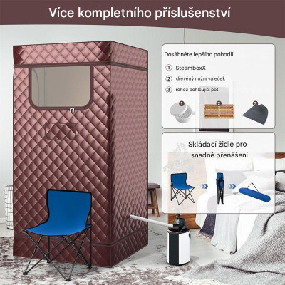 Parní sauna BA8085DE-CF s 3litrovým parním generátorem, 91 x 91 x 183 cm - A