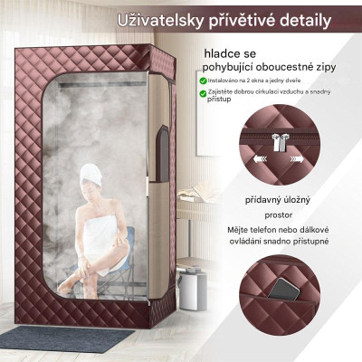 Parní sauna BA8085DE-CF s 3litrovým parním generátorem, 91 x 91 x 183 cm - A