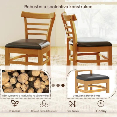Sada 2 čalouněných kuchyňských židlí KC58816NA z kaučukového dřeva - N