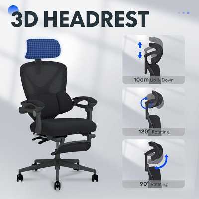Ergonomická kancelářská židle OC4B black s náklonem 135°, černá - A