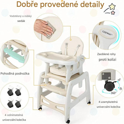 Dětská jídelní židlička BB5604BE, pro děti od 6 do 36 měsíců, béžová - A