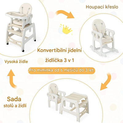 Dětská jídelní židlička BB5604BE, pro děti od 6 do 36 měsíců, béžová - A