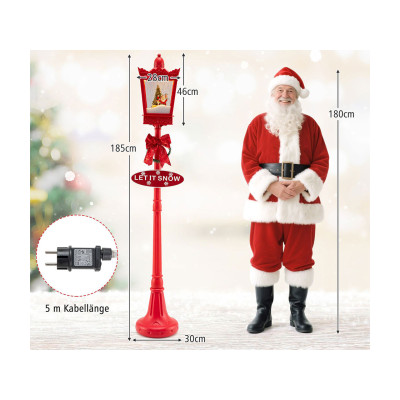 copy of Vánoční lucerna CM25267DE-RE s teplými bílými LED světly, 185 cm, červená - B