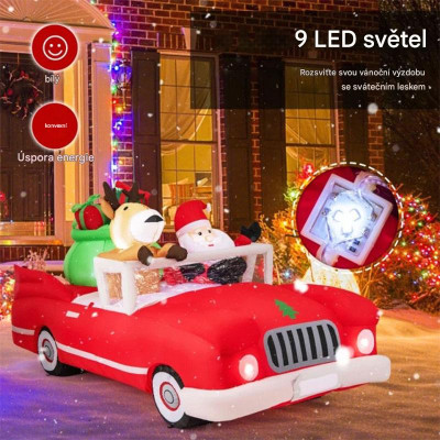 Vánoční dekorace Santa Claus TT10024DE v kabrioletu s LED osvětlením - A