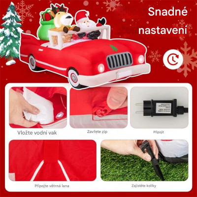 Vánoční dekorace Santa Claus TT10024DE v kabrioletu s LED osvětlením - A