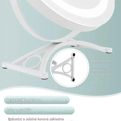Kosmetické zrcadlo HU10611DE-WH s LED osvětlením, průměr 30 cm, bílé - A