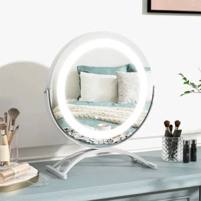Kosmetické zrcadlo HU10611DE-WH s LED osvětlením, průměr 30 cm, bílé - A