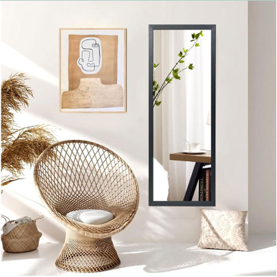 Plnohodnotné zrcadlo na dveře nebo stěnu HW66332BK, 120 x 37 cm - A