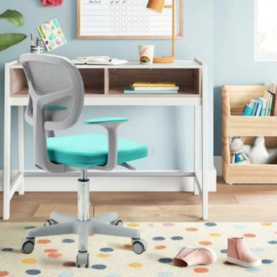 Dětská otočná židle HY10252GR s područkami, tyrkysovo/šedá - A