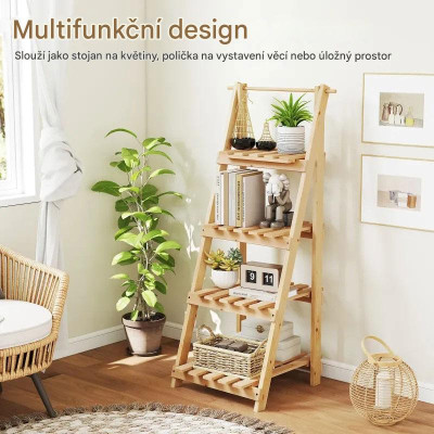 Skládací žebřík na květiny GT4430 se 4 policemi, 52 x 38 x 109 cm - N