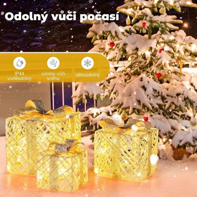 Sada 3 dekorativních dárkových krabiček CM24885DE, LED - A