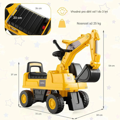 Odrážedlo mini bagr TQ10145YW, žlutý - N