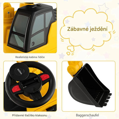 Odrážedlo mini bagr TQ10145YW, žlutý - N