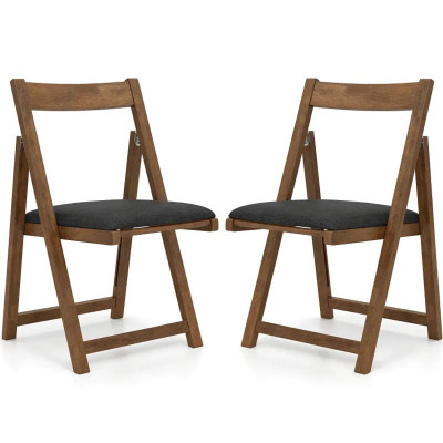 Sada 2 skládacích jídelních židlí JV13005GR-2 se zakřiveným opěradlem, hnědé - A