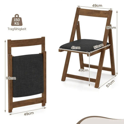 Sada 2 skládacích jídelních židlí JV13005GR-2 se zakřiveným opěradlem, hnědé - A