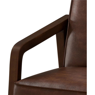 Relaxační křeslo 592438, TV křeslo, z umělé kůže, s nohami z masivního dřeva, hnědé, 78 x 67 x 79,5 cm - A