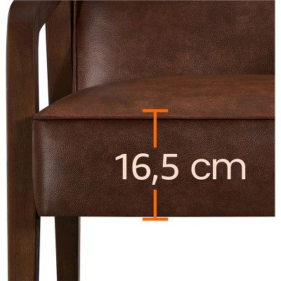 Relaxační křeslo 592438, TV křeslo, z umělé kůže, s nohami z masivního dřeva, hnědé, 78 x 67 x 79,5 cm - A