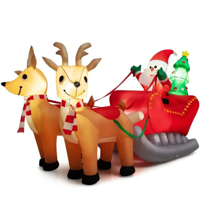 Nafukovací LED Santa Claus se saněmi CM24104DE, vícebarevná - A