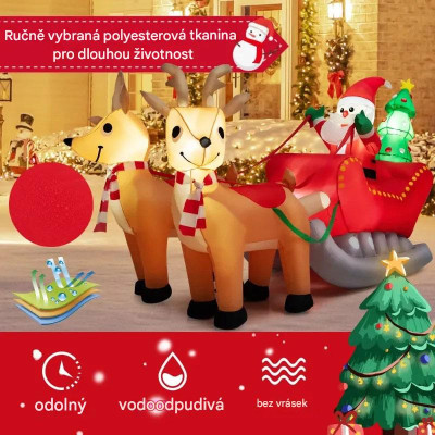 Nafukovací LED Santa Claus se saněmi CM24104DE, vícebarevná - A