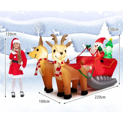 Nafukovací LED Santa Claus se saněmi CM24104DE, vícebarevná - A