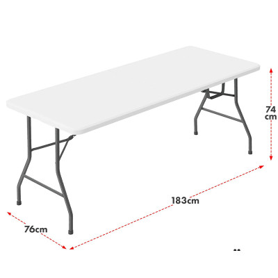 Skládací stůl FLOORDIREKT odolný proti povětrnostním vlivům, 183 x 76 cm, bílý - B