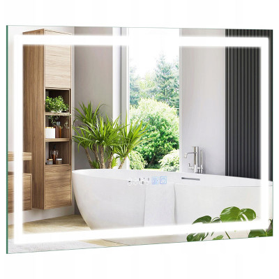Koupelnové LED zrcadlo BA8060DE s vyhříváním proti zamlžování, 75 x 50 cm - B