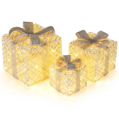 Sada 3 dekorativních dárkových krabiček CM24885DE, LED - B