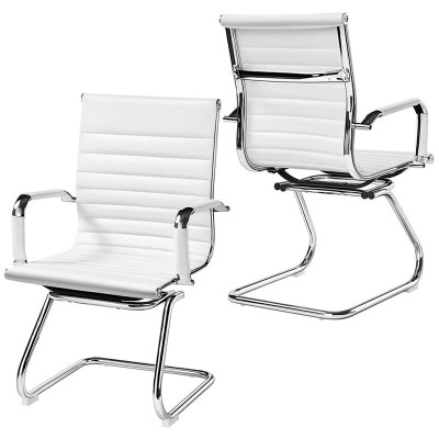 Sada 2 židlí 614350 white 2pcs z umělé kůže, bílé - B