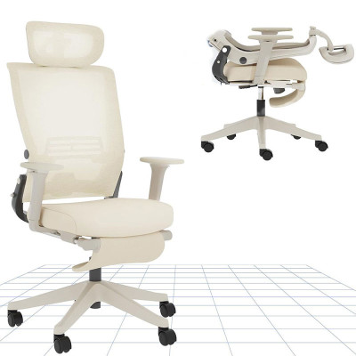Ergonomická kancelářská židle pro malé prostory s bederní opěrkou, bílá - B