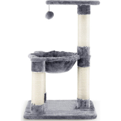Škrabadlo pro kočky PV10023GR s útulnou houpací sítí a velkou plošinou, 64 cm - A