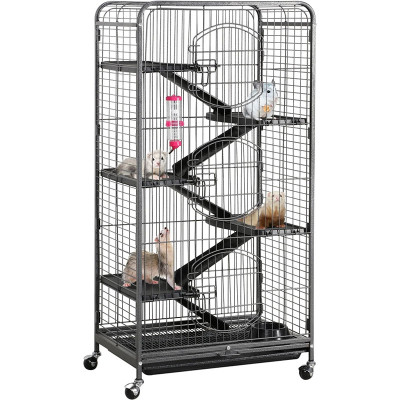 Klec pro hlodavce 610784 black, pro malá zvířata, s kolečky, černá - A