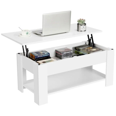 Konferenční stolek 613274, bílý, stůl se zvedací deskou, nastavitelný, 98 x 50 x 41,8 cm - A