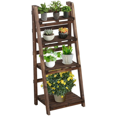 Skládací stojan na rostliny 592793 wood, 4 patrový, hnědý - A
