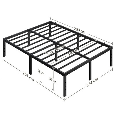 Kovový rám postele 615072 black, 160 x 200 cm, černá - A
