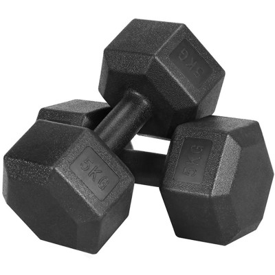 Činky 411257, sada 2 činek, 5 kg, pro silový trénink, fitness, černé - A