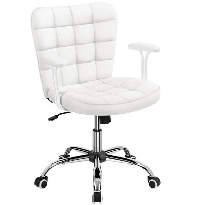 Kancelářská židle 592782, ergonomické stolní křeslo, otočné křeslo s područkami, bílá, 64,5 x 62 x 84 - 94 cm - B