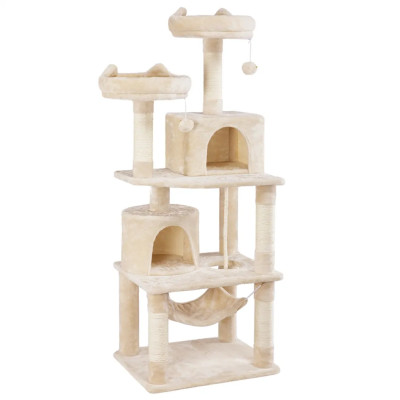 Škrabadlo pro kočky 614939 beige, 158 cm, víceúrovňové, béžové - A