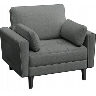 Křeslo se 2 polštáři 614586 dark gray, nosnost 136 kg, šedé - A