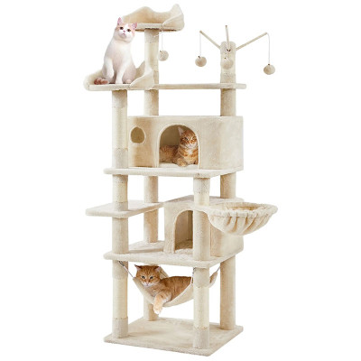 Škrabadlo pro kočky 614590 beige s vyhlídkovou plošinou, 170cm - A