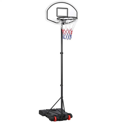 Basketbalový koš se stojanem 591901, výškově nastavitelná 159 cm - 214 cm, venkovní a vnitřní použití, přenosný, černý - A