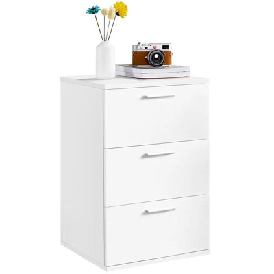 Noční stolek 612517, 60 cm vysoký, bílý noční stolek, moderní stolek - A