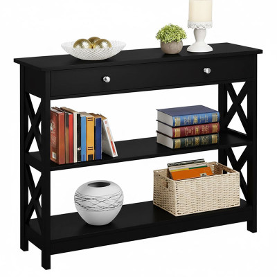Konzolový stolek 614088 black, s rámem ve tvaru X, 100 x 30 x 80 cm, černý - B