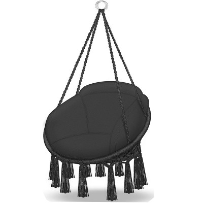 Závěsné křeslo TILLVEX s velkým polštářem, nosnost 200 kg, černé - N